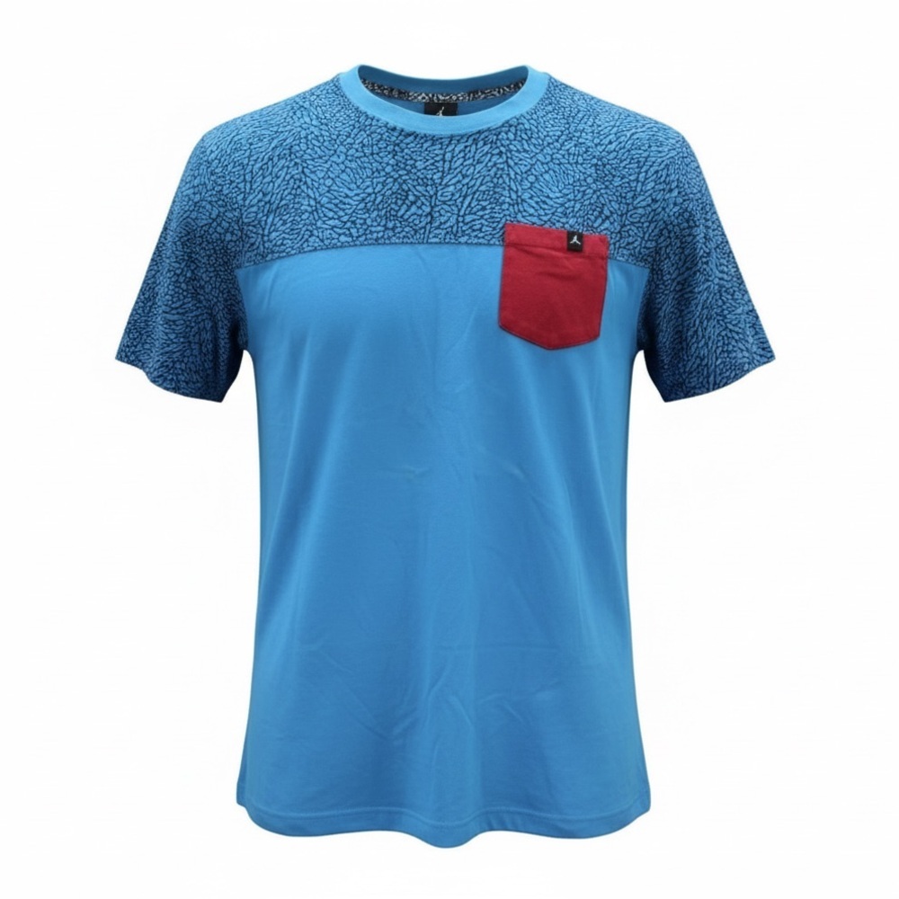 Jordan Blue Elephant Print Pocket T-shirt Kids Boys Lg baggy basketball 2642